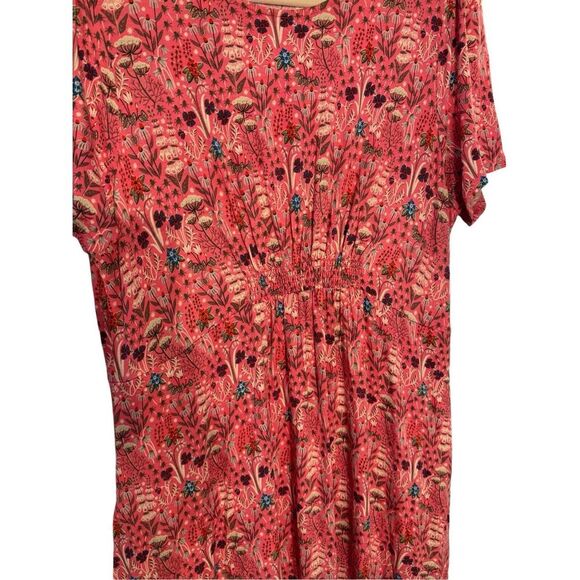 Boden midi jersey dress pockets pink floral A-line size 10L - Picture 4 of 12